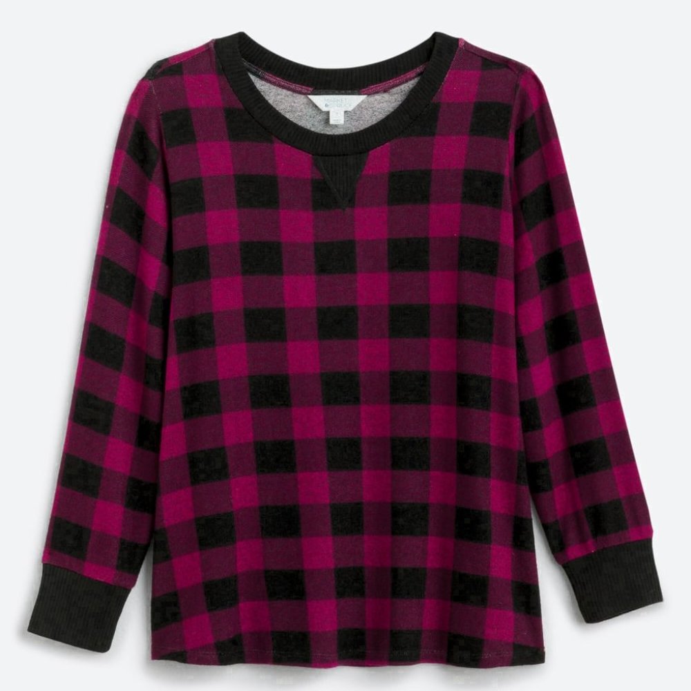 MARKET & SPRUCE Rehannin Rib Trim Brushed Knit Top